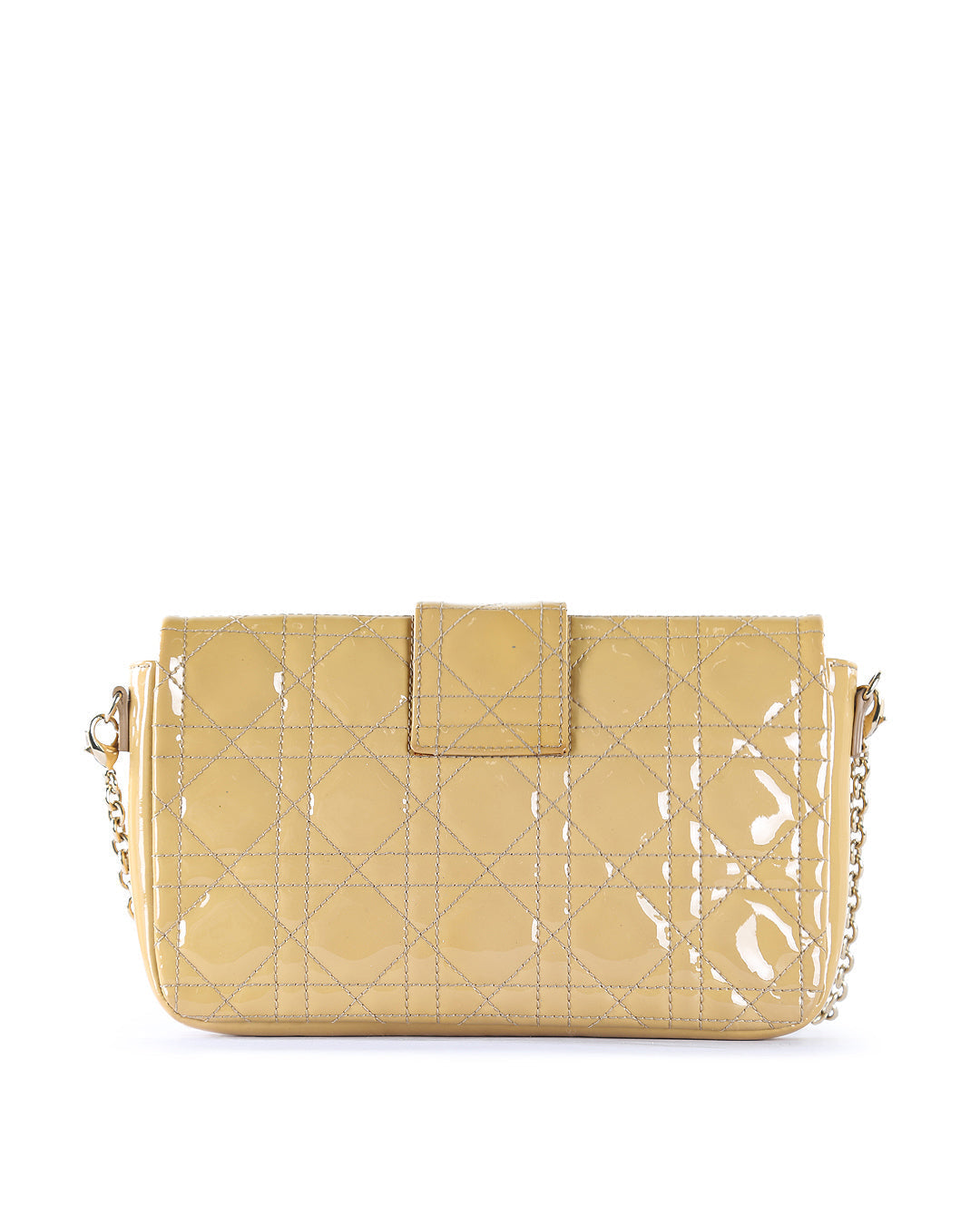 CHRISTIAN D1OR Beige Cannage Patent Leather Small Miss D1OR Promenade Crossbody Bag