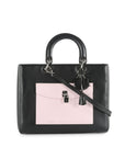 CHRISTIAN D1OR Black Leather Limited Edition Pocket Large Lady D1OR Tote Bag