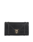 CHRISTIAN D1OR Black Pebbled Leather D1ORama Wallet On Chain