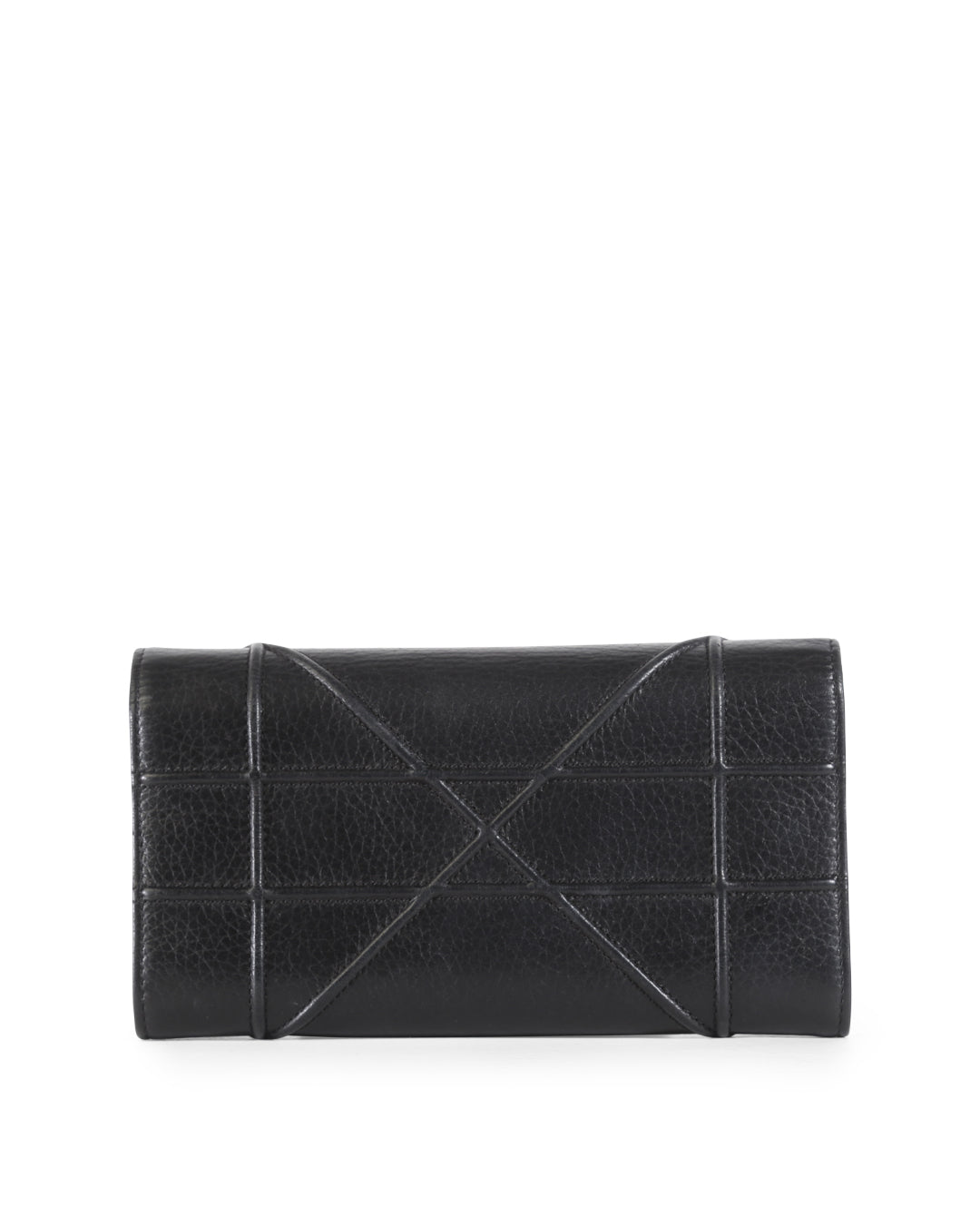 CHRISTIAN D1OR Black Pebbled Leather D1ORama Wallet On Chain