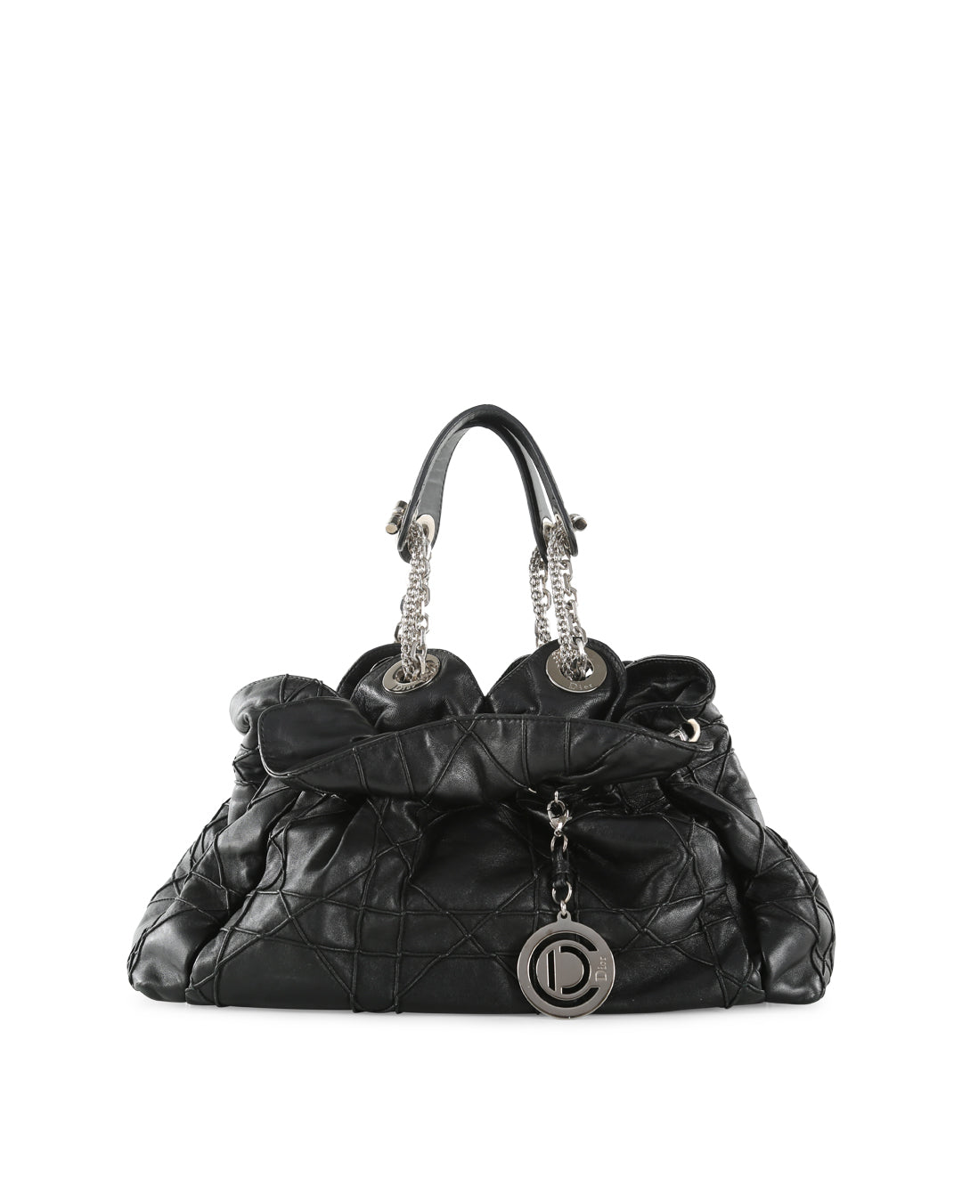 CHRISTIAN D1OR Black Cannage Leather Le Trente Hobo Bag