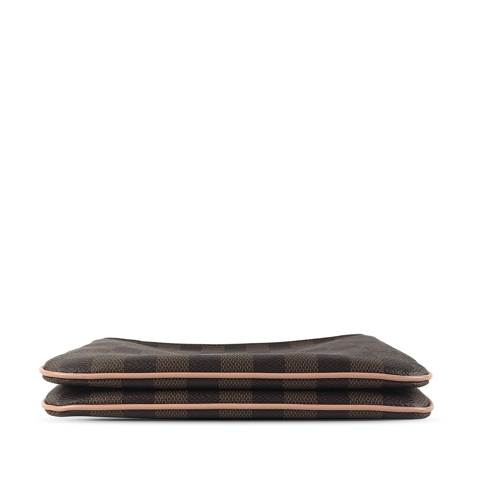 Brown LV Damier Ebene Pochette Double Zip Crossbody Bag