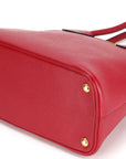 PRD CONVERTIBLE DOME SATCHEL LARGE RED SAFFIANO LEATHER GOLD HARDWARE, WITH CARD, STRAP & DUST COVER