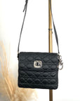 Christian D1OR Cannage Logo Charm Turn Lock Shoulder bag Black Vintage swmt7e