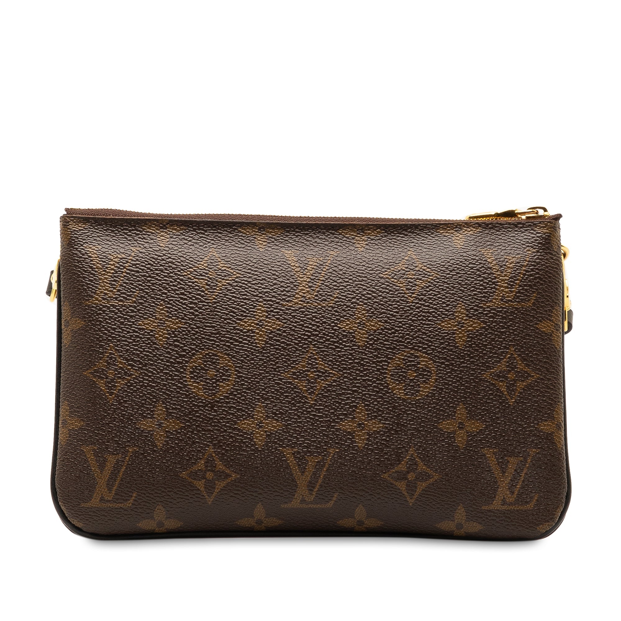 Brown LV Monogram Giant Reverse Double Zip Pochette Crossbody Bag