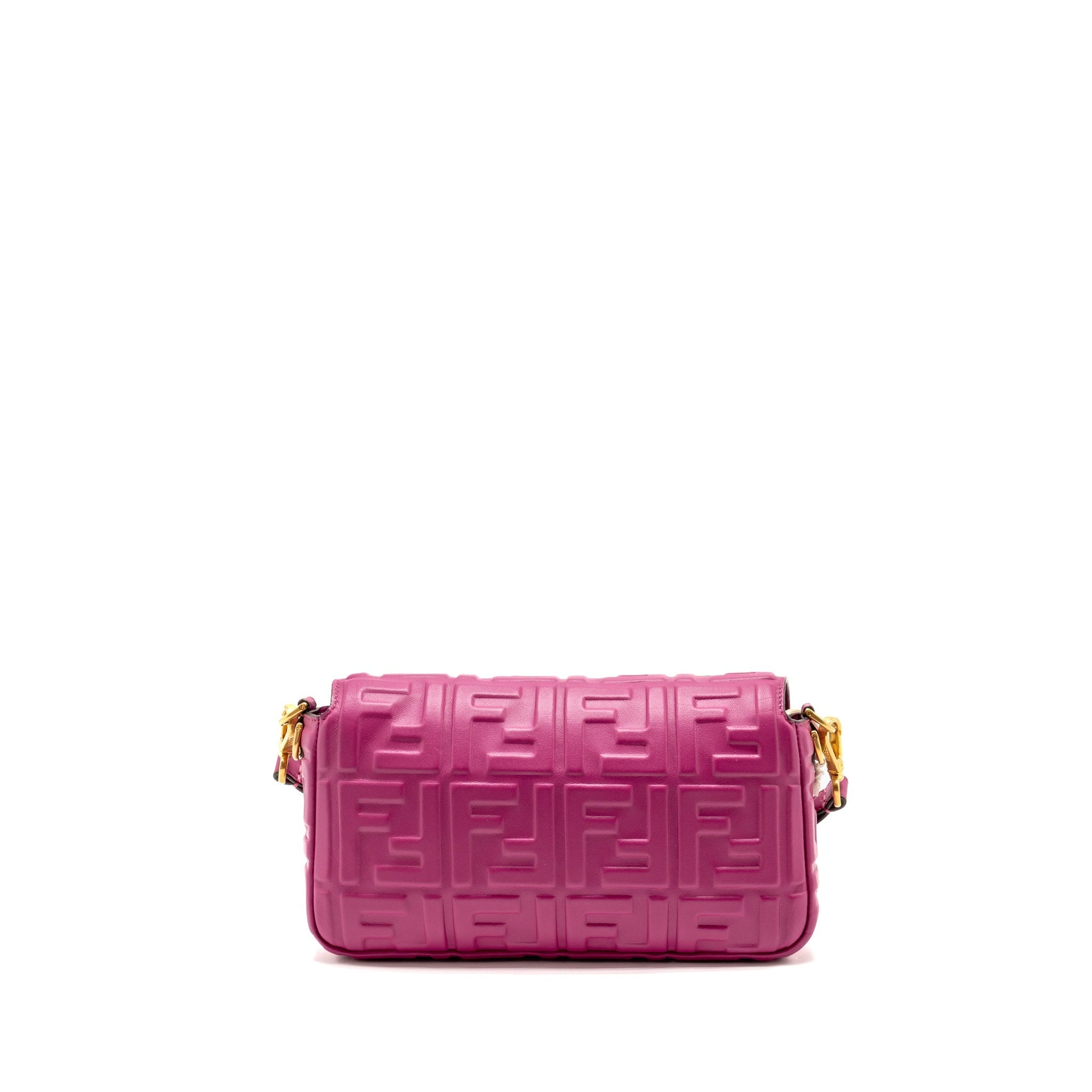 FNDI Baguette Bag FF Embossed Nappa Leather Pink GHW