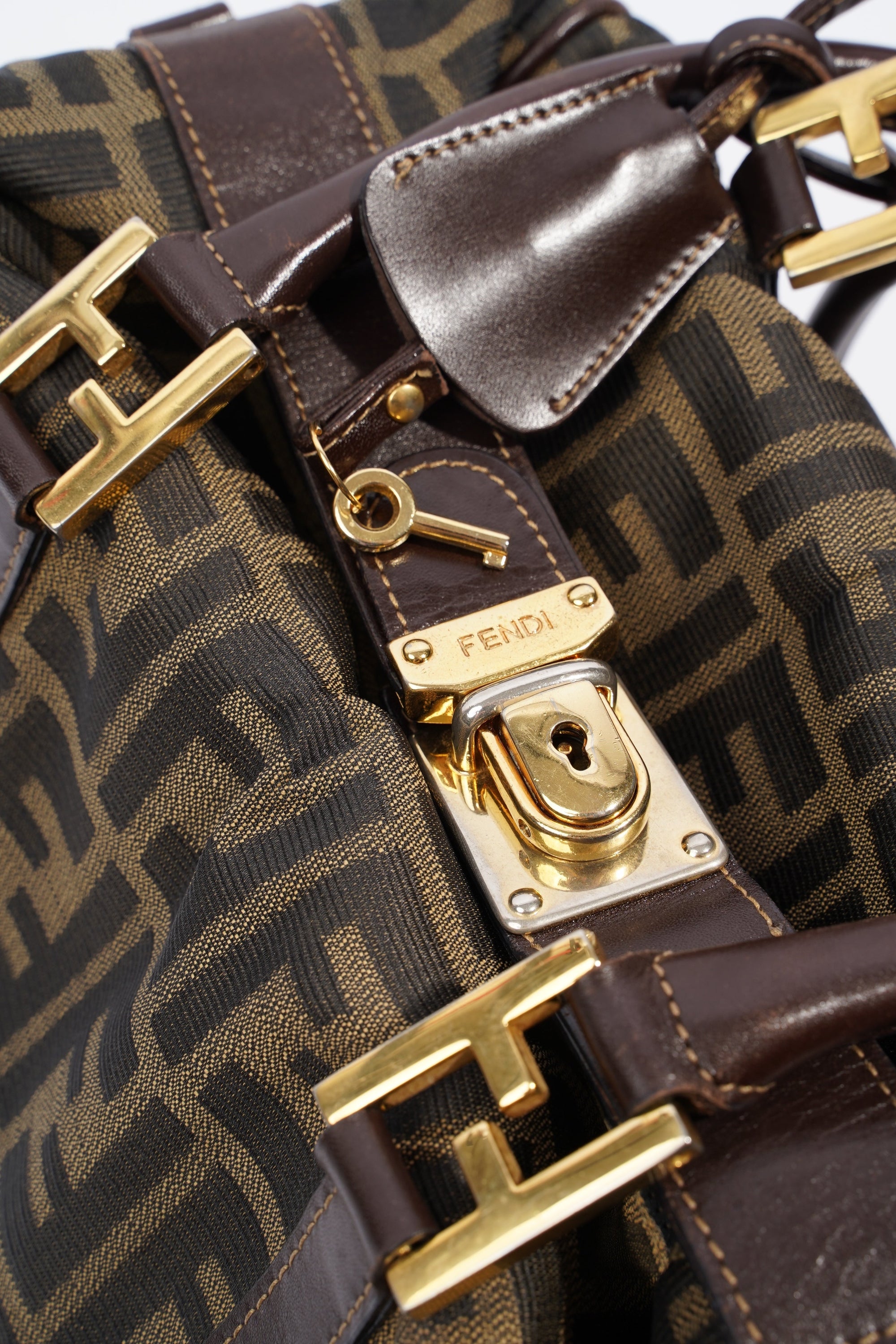 FNDI Boston Bag Zucca Print / Brown Canvas
