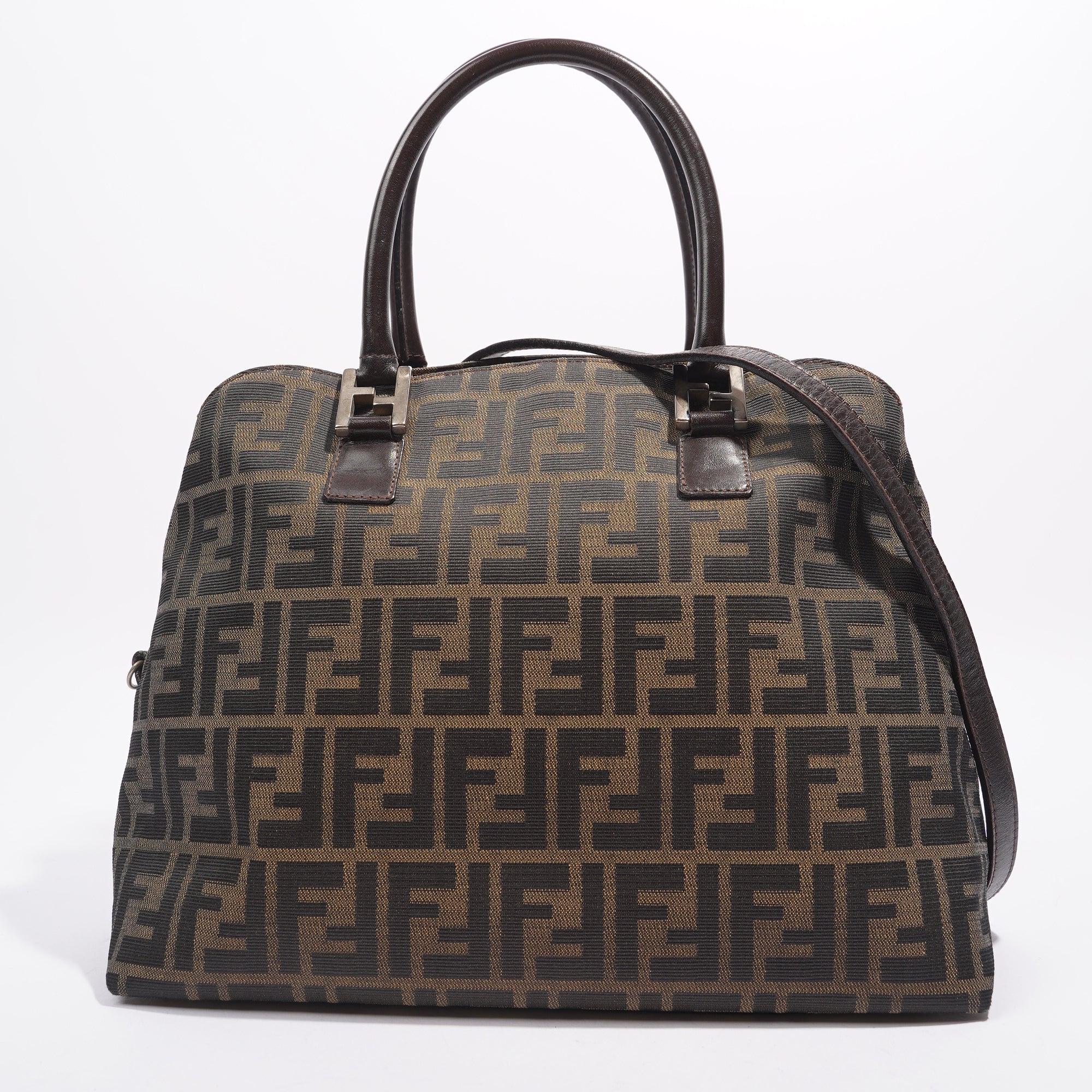 FNDI 2 Way Tote Bag Zucca Print / Brown Canvas