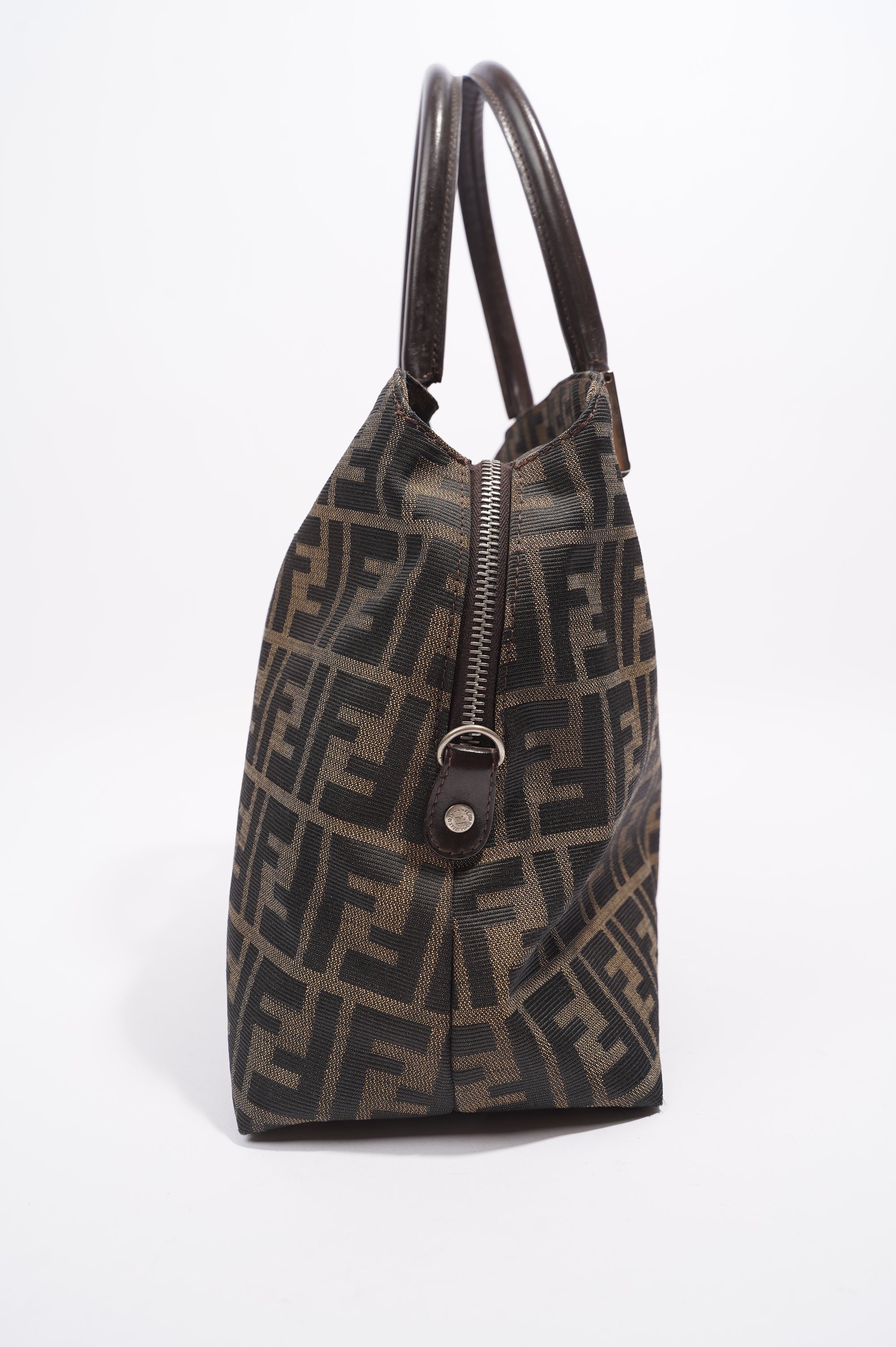 FNDI 2 Way Tote Bag Zucca Print / Brown Canvas