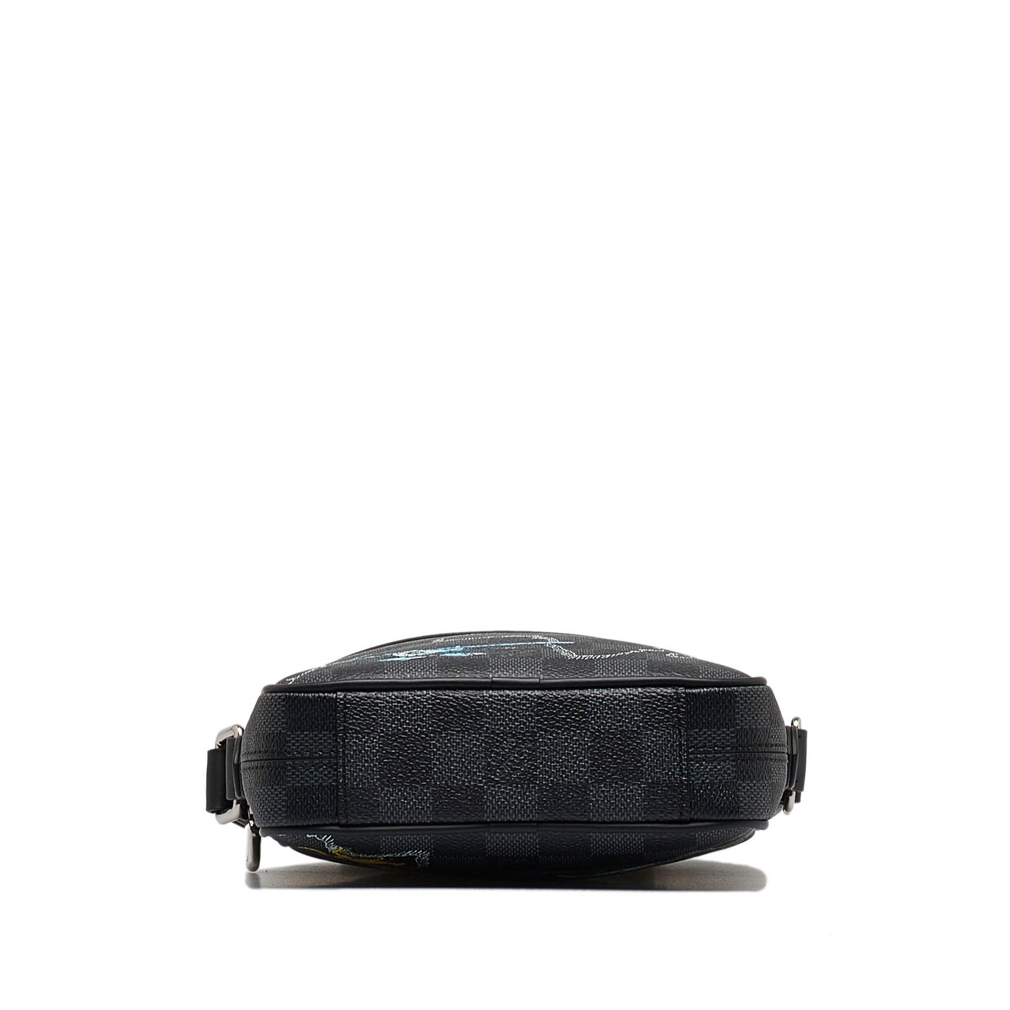 Black LV Damier Graphite Renaissance Map Danube Slim PM Crossbody Bag
