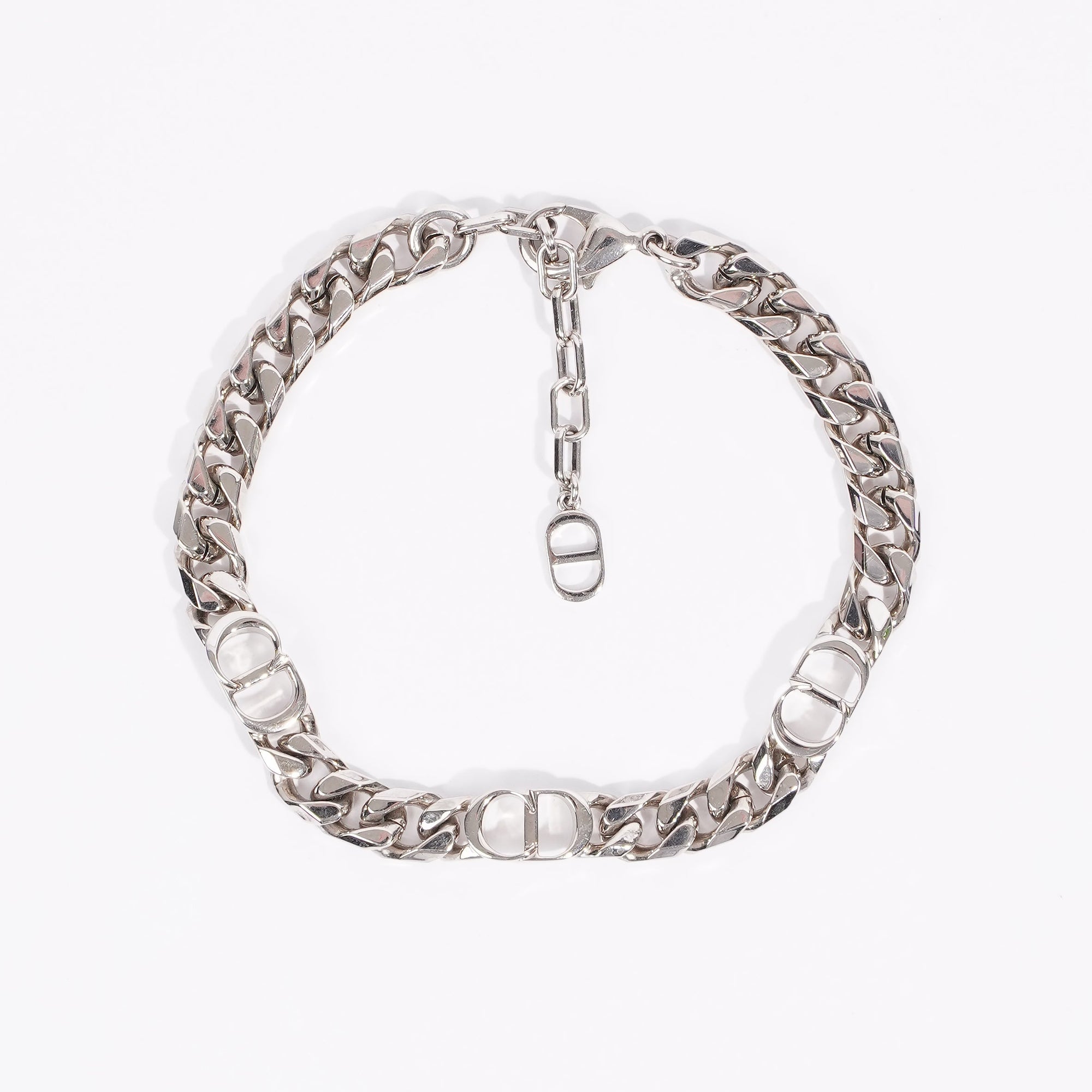 Christian D1OR CD Iconic Thin Chain Link Bracelet Silver Base Metal
