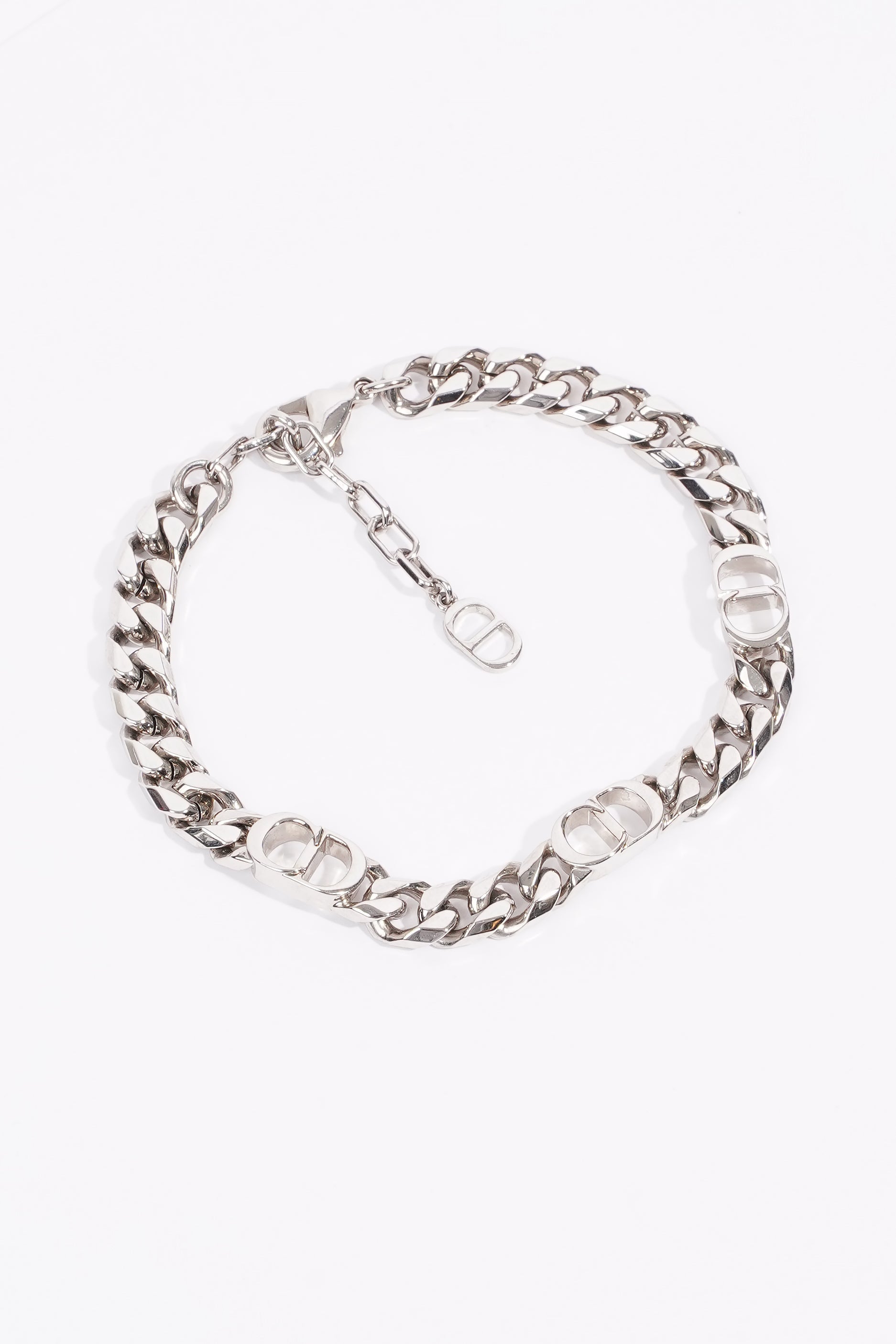Christian D1OR CD Iconic Thin Chain Link Bracelet Silver Base Metal
