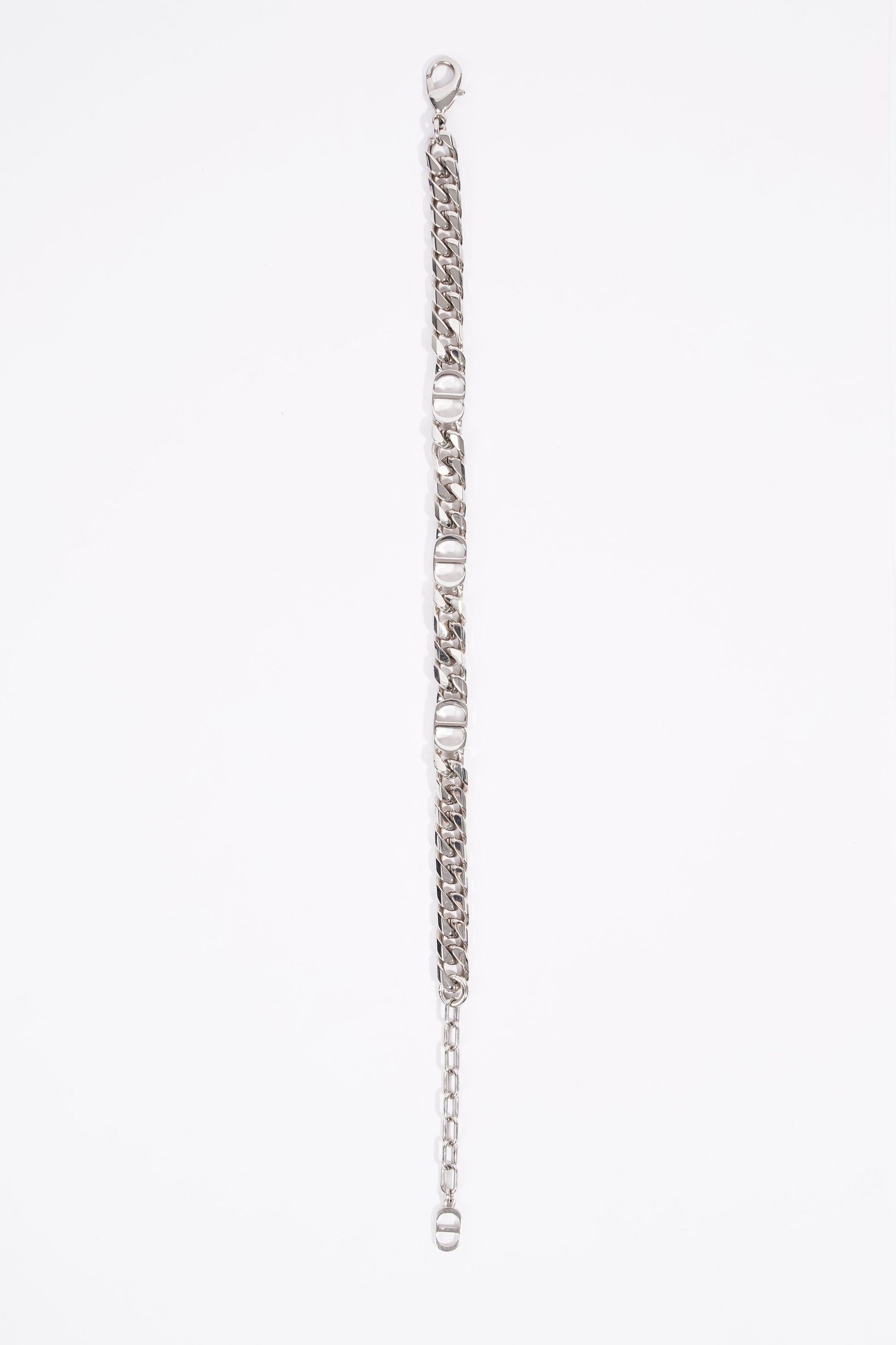 Christian D1OR CD Iconic Thin Chain Link Bracelet Silver Base Metal