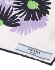 PRD FLORAL BLACK WHITE SILK SCARF 90CM WITH BOX