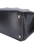 PRD BN1801 DOUBLE ZIP SATCHEL BAG BLACK SAFFIANO LEATHER GOLD HARDWARE WITH STRAPS, CARD AND DUST COVER