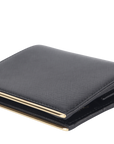 PRD BLACK SAFFIANO CARD CASE WITH COIN POUCH GOLD HARDWARE NO CARD WITH BOX
