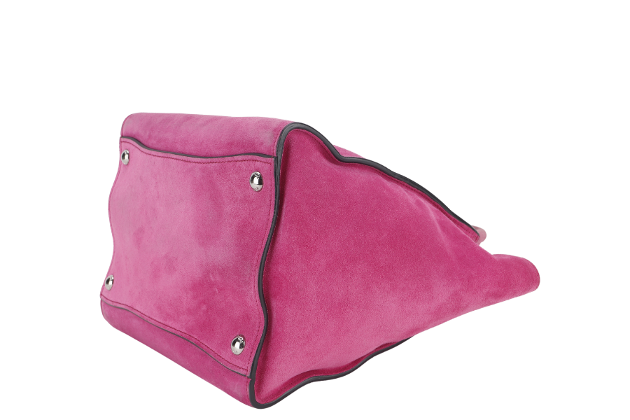 PRD 2WAYS BAG (BN2625) MEDIUM PINK SUEDE SILVER HARDWARE WITH DUST COVER AND STRAP