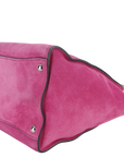 PRD 2WAYS BAG (BN2625) MEDIUM PINK SUEDE SILVER HARDWARE WITH DUST COVER AND STRAP