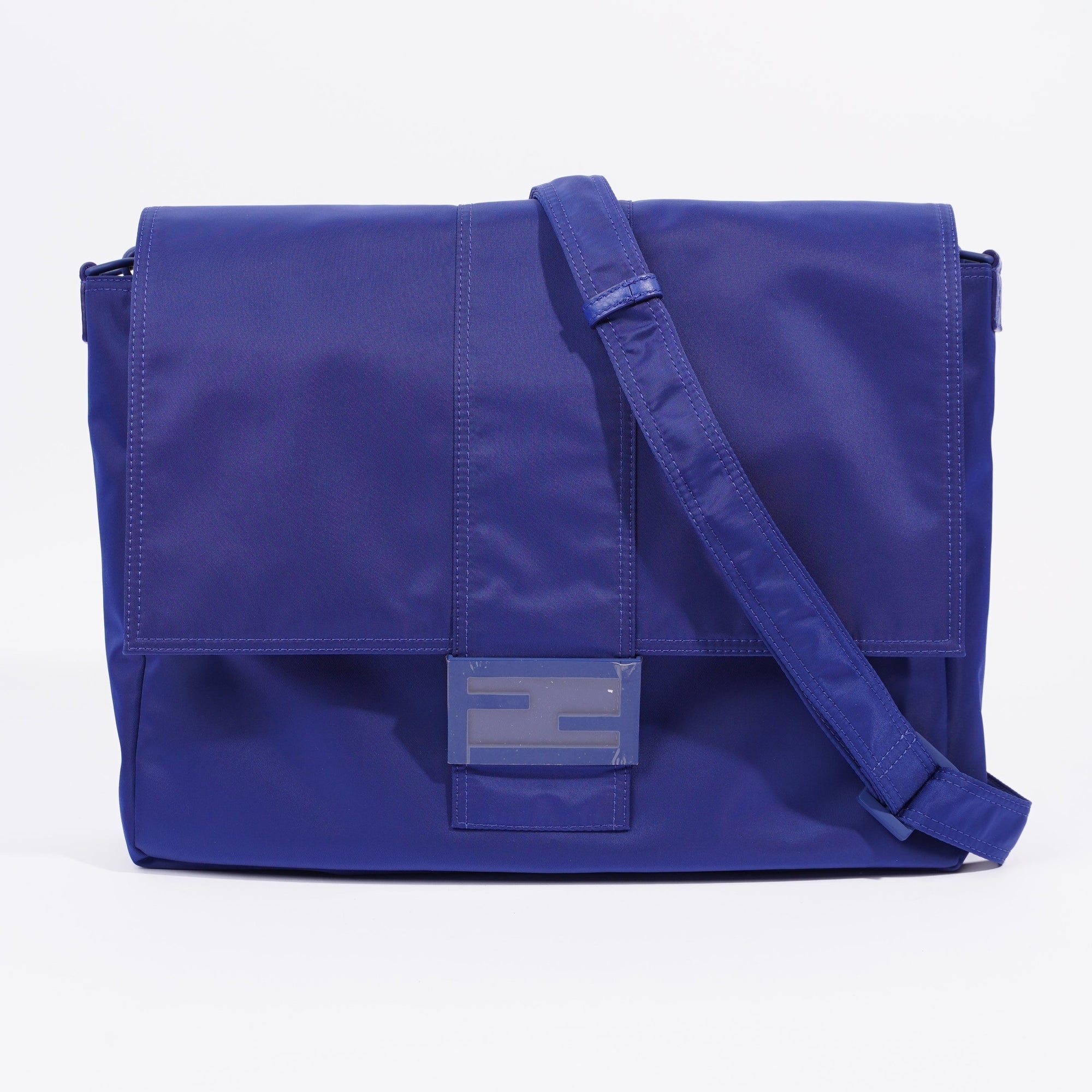 FNDI Baguette Messenger Bag Blue Nylon Large