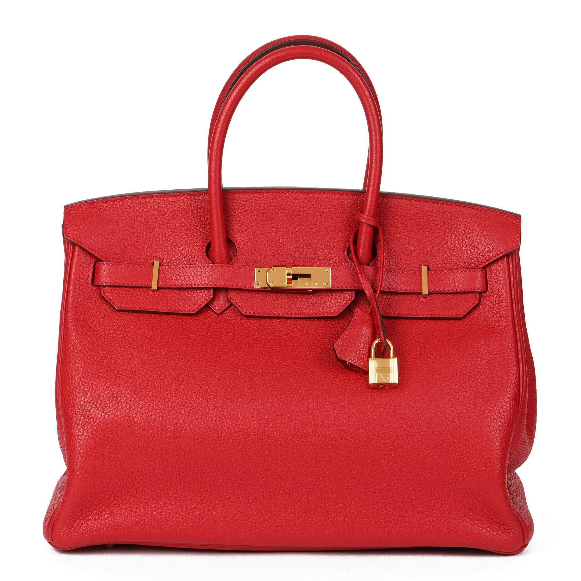 HMS Vermillion Clemence Leather Birkin 35cm Retourne Tote