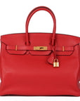 HMS Vermillion Clemence Leather Birkin 35cm Retourne Tote