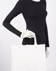 Christian D1OR Book Tote Cream Canvas Medium
