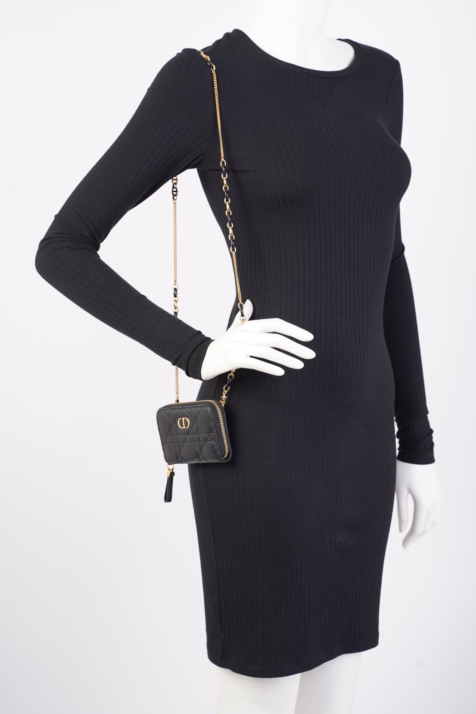 Christian D1OR Caro Pouch Black Lambskin Leather