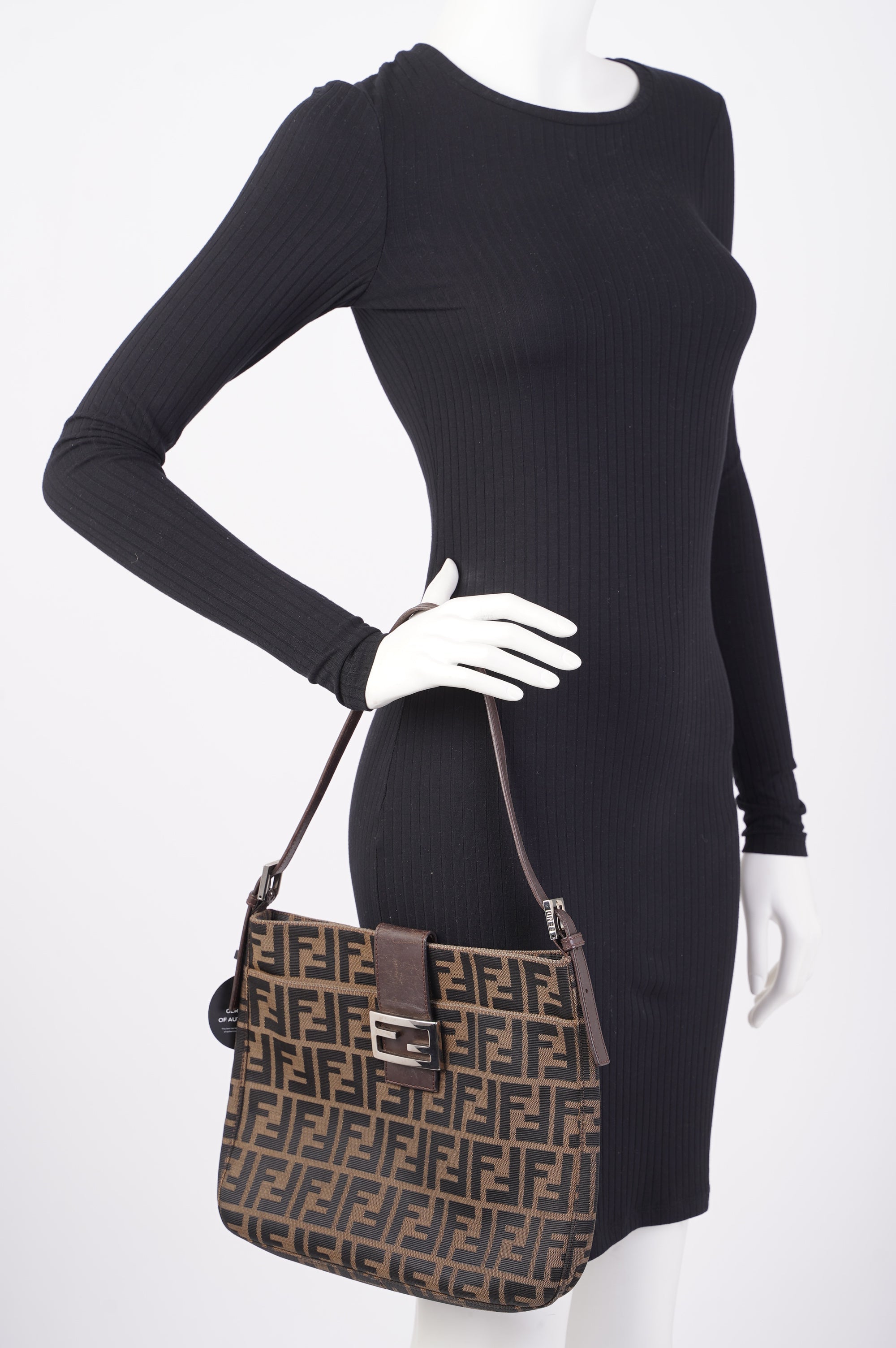 FNDI Double Flap Bag Brown Zucca Canvas