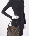 FNDI Double Flap Bag Brown Zucca Canvas