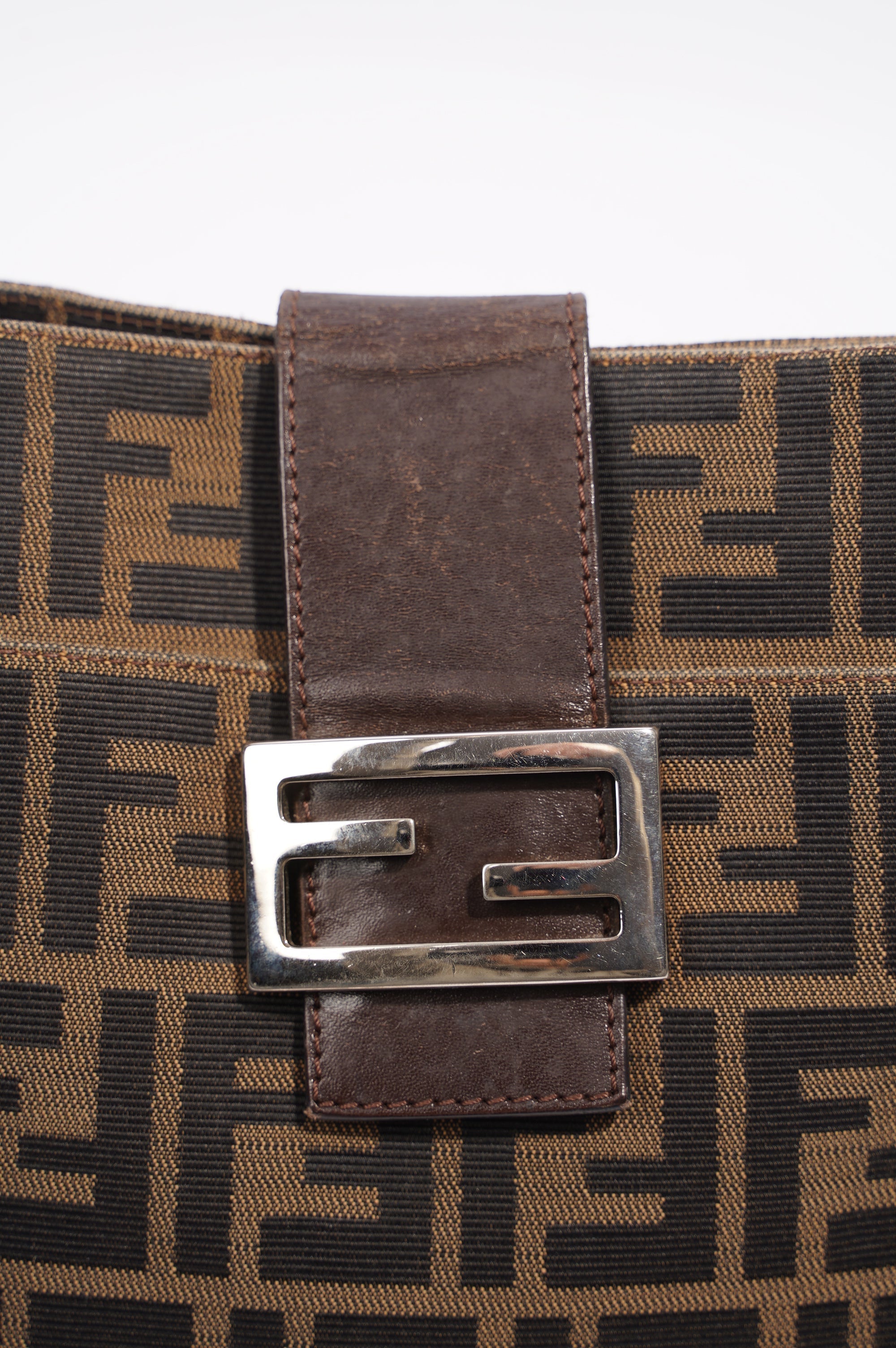 FNDI Double Flap Bag Brown Zucca Canvas