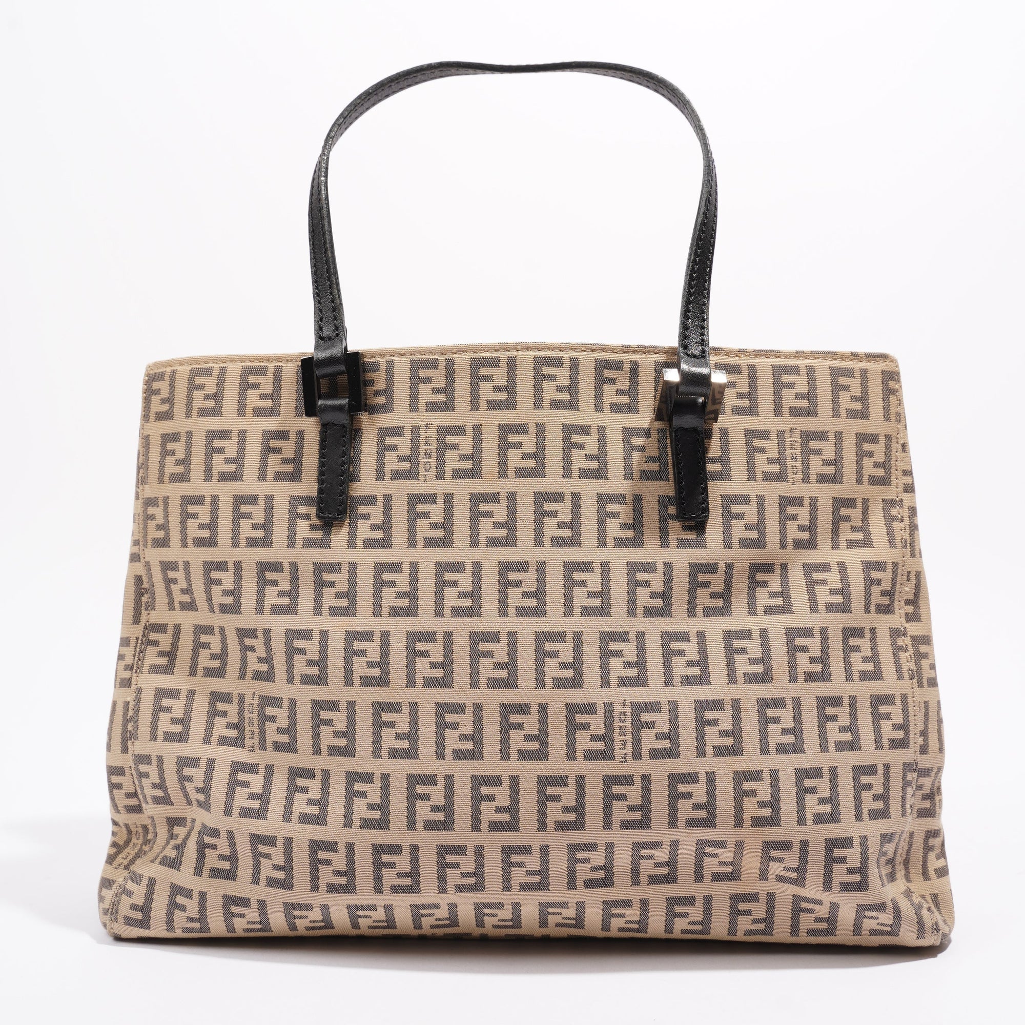 FNDI 2 Way Tote Zucca Print / Beige / Grey Canvas Small