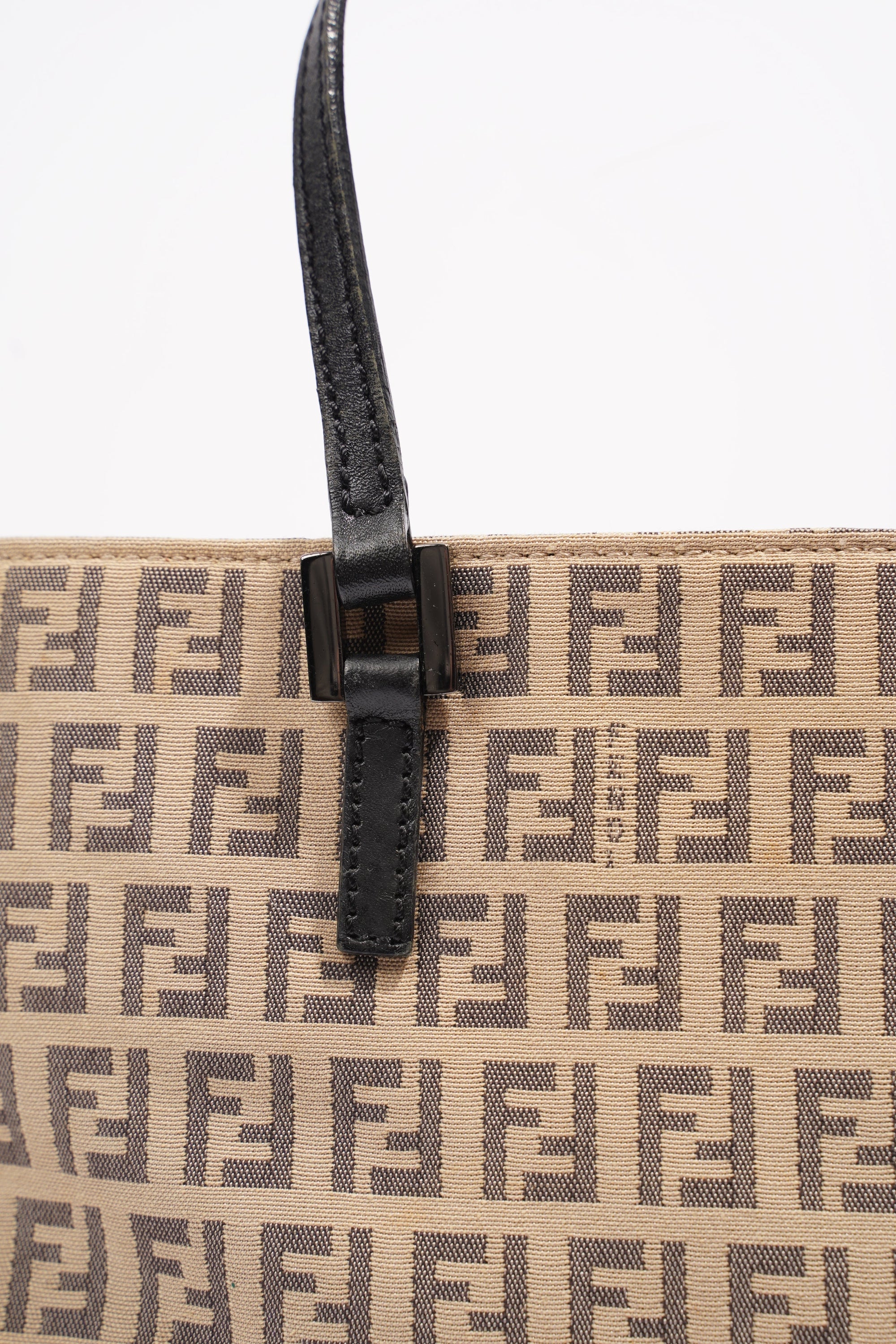 FNDI 2 Way Tote Zucca Print / Beige / Grey Canvas Small