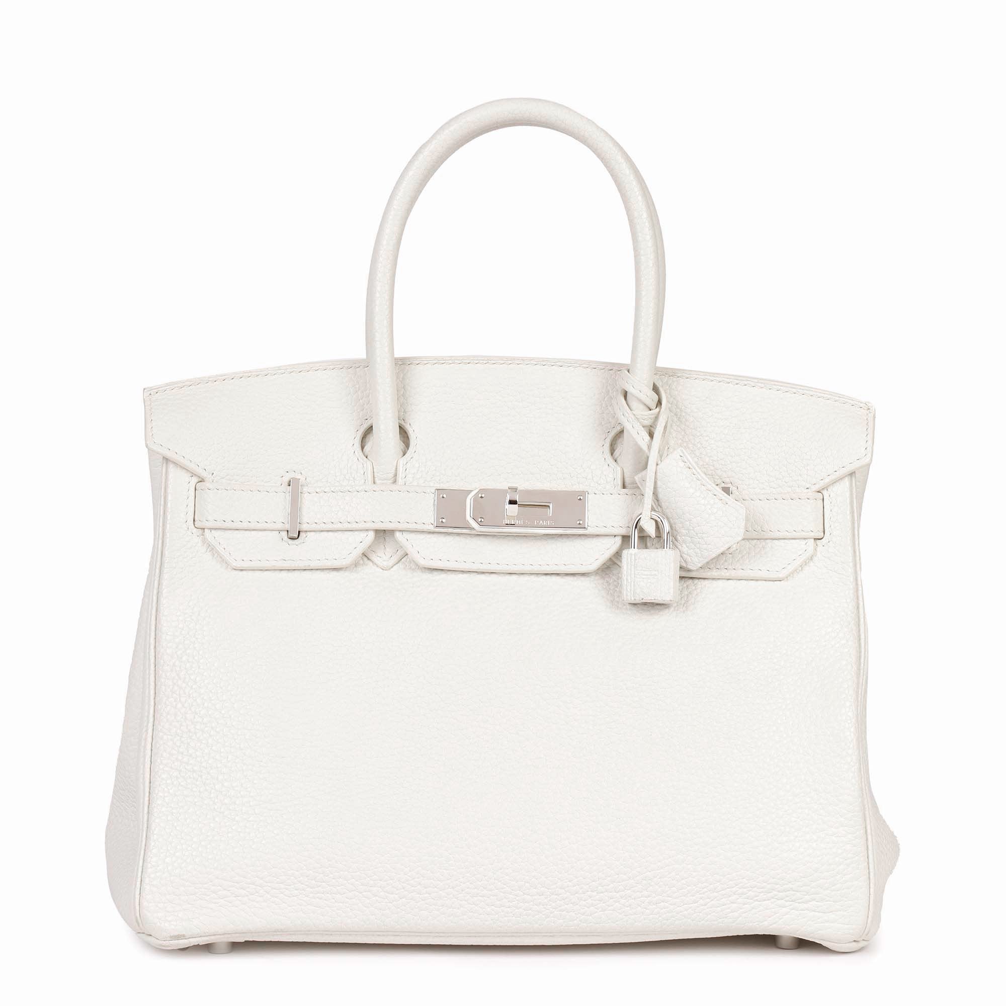 HMS White Clemence Leather Birkin 30cm Retourne Tote