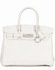 HMS White Clemence Leather Birkin 30cm Retourne Tote