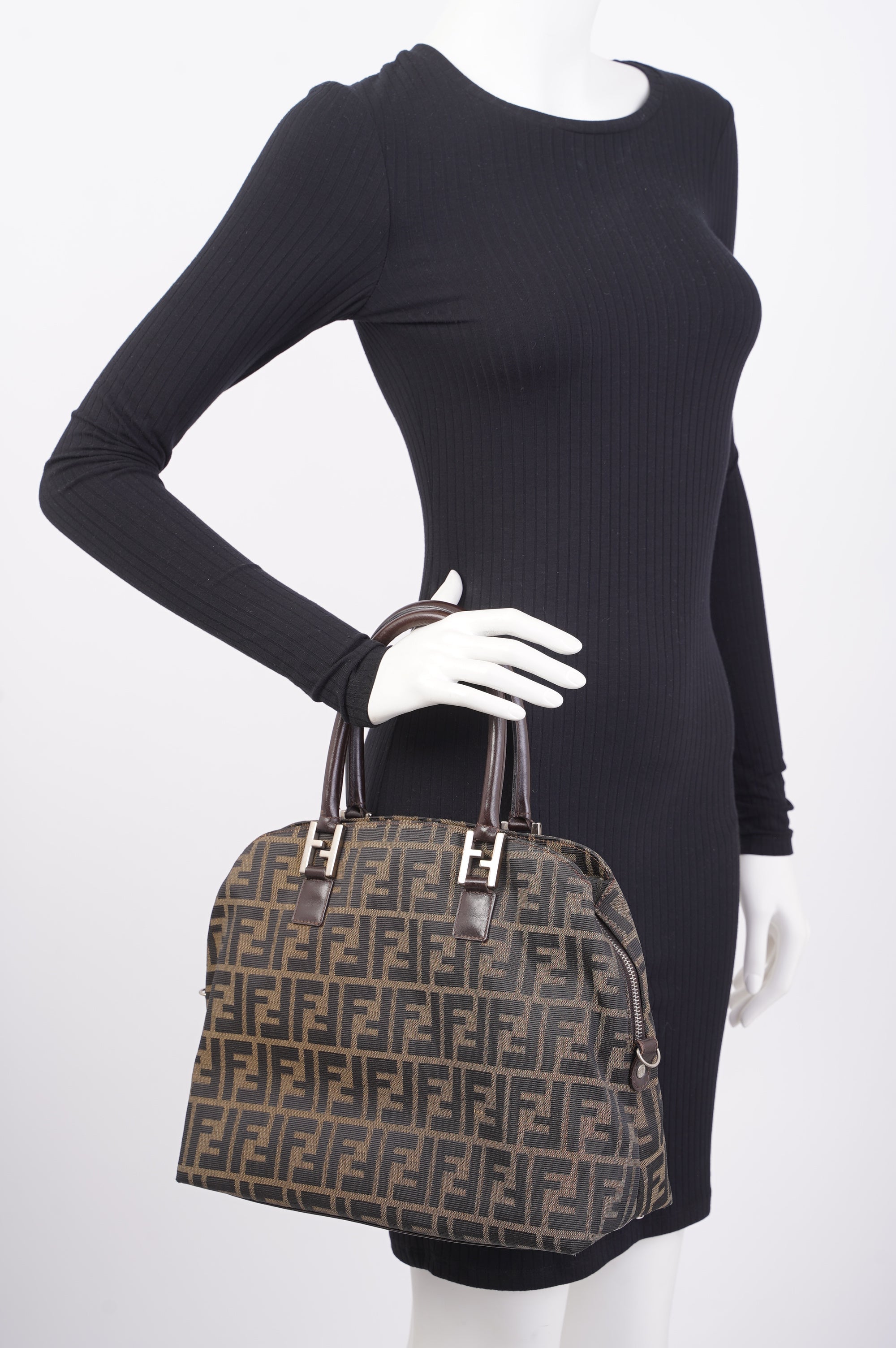 FNDI 2 Way Tote Bag Zucca Print / Brown Canvas