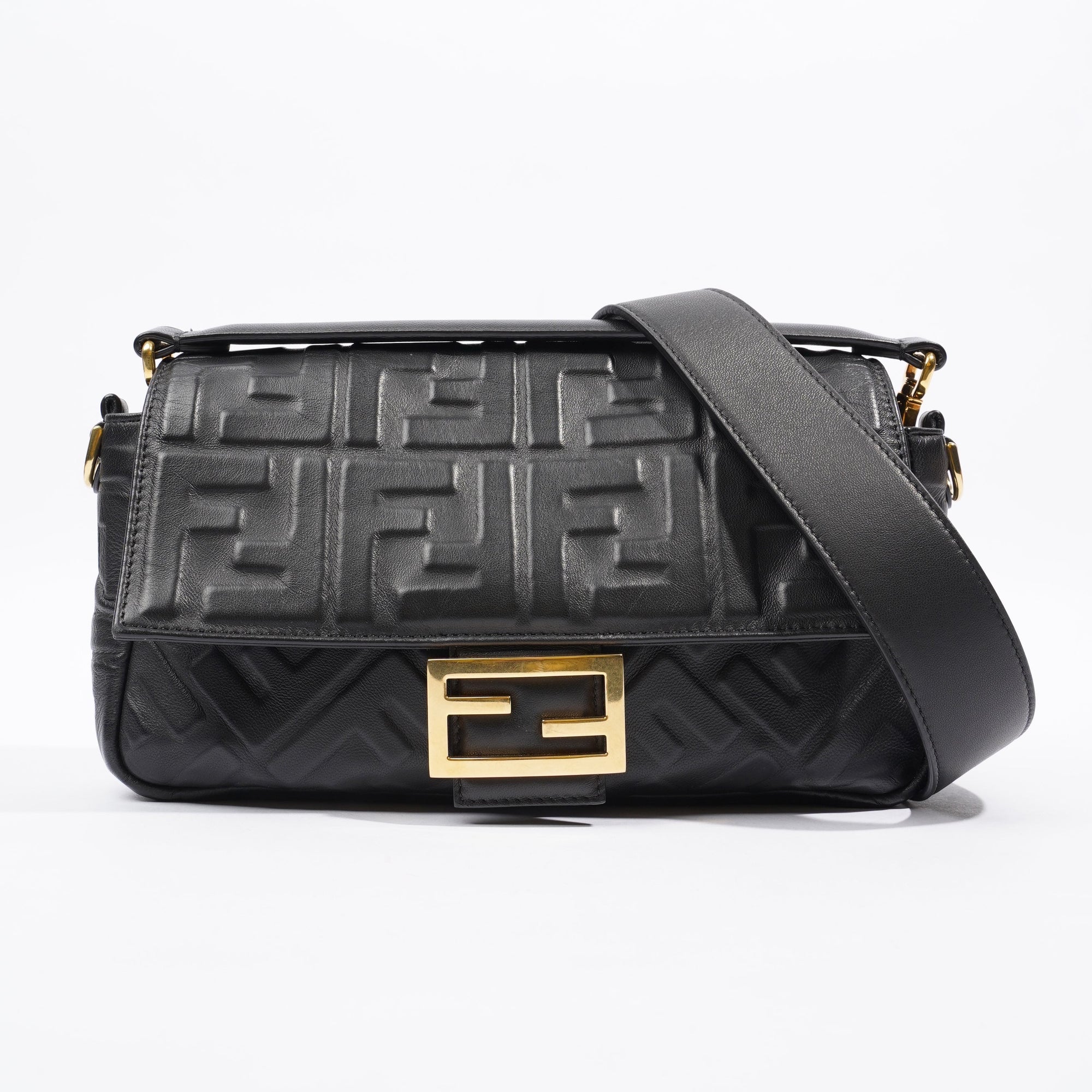 FNDI Baguette Bag Black Leather