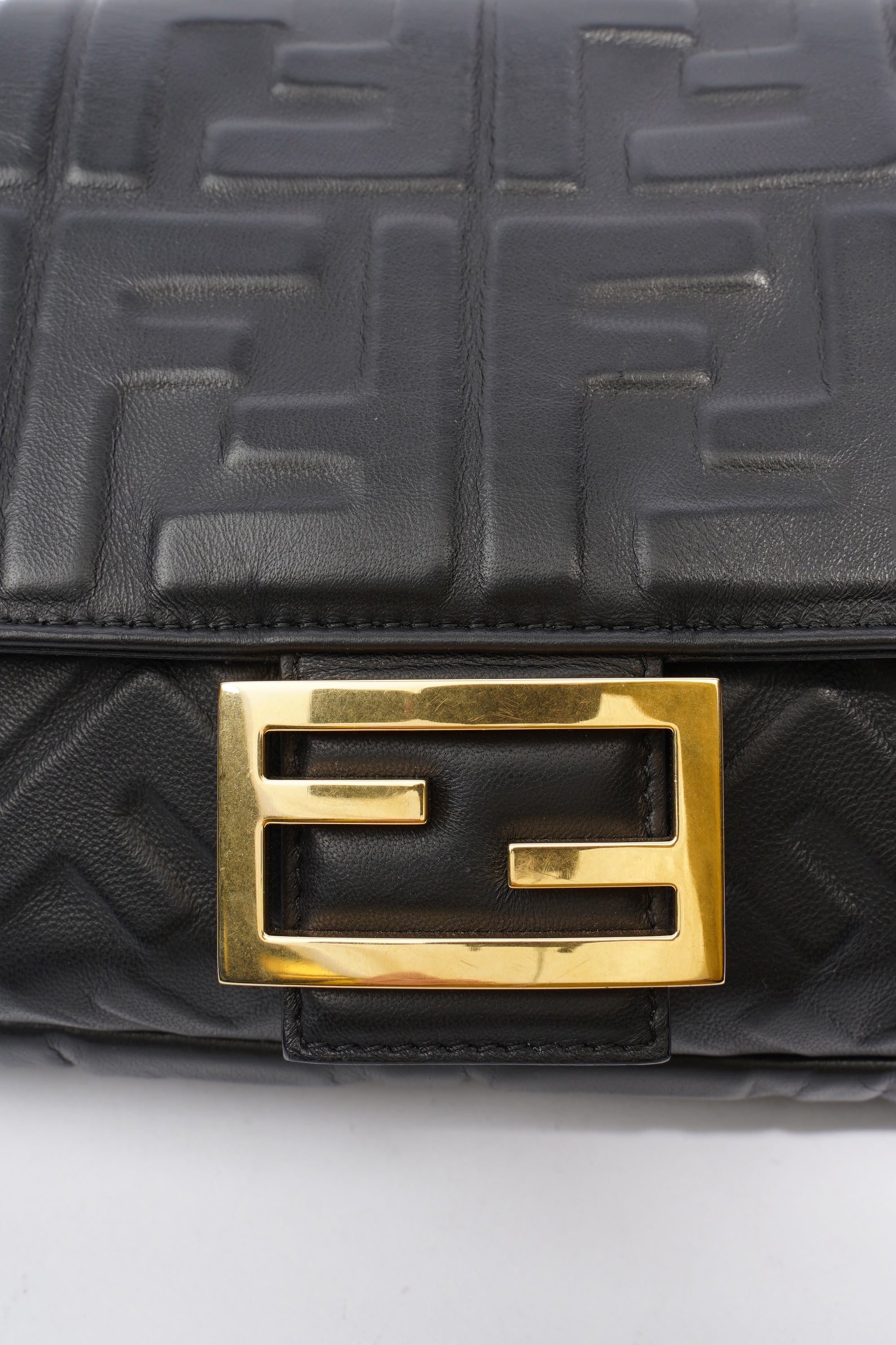 FNDI Baguette Bag Black Leather