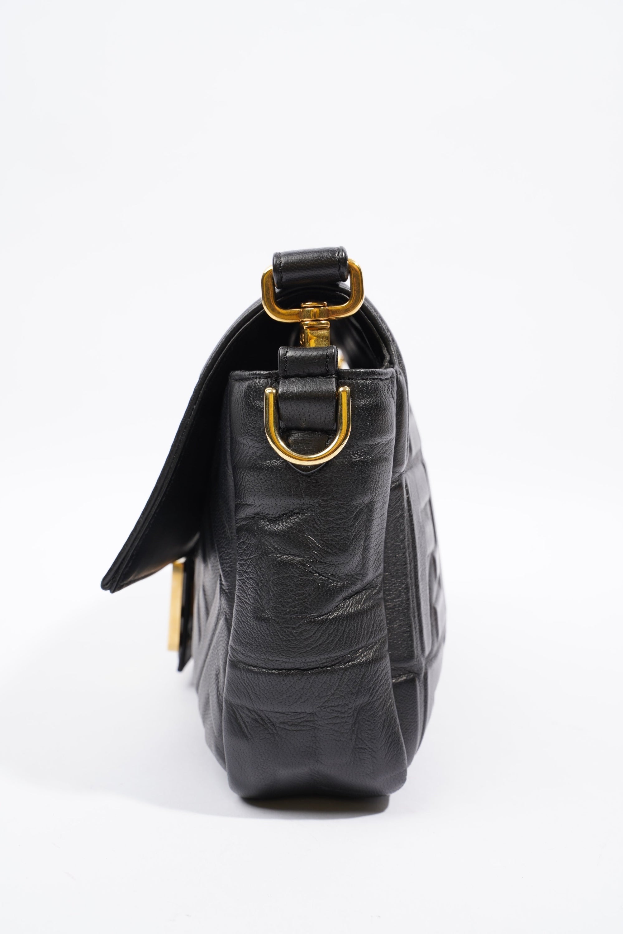 FNDI Baguette Bag Black Leather
