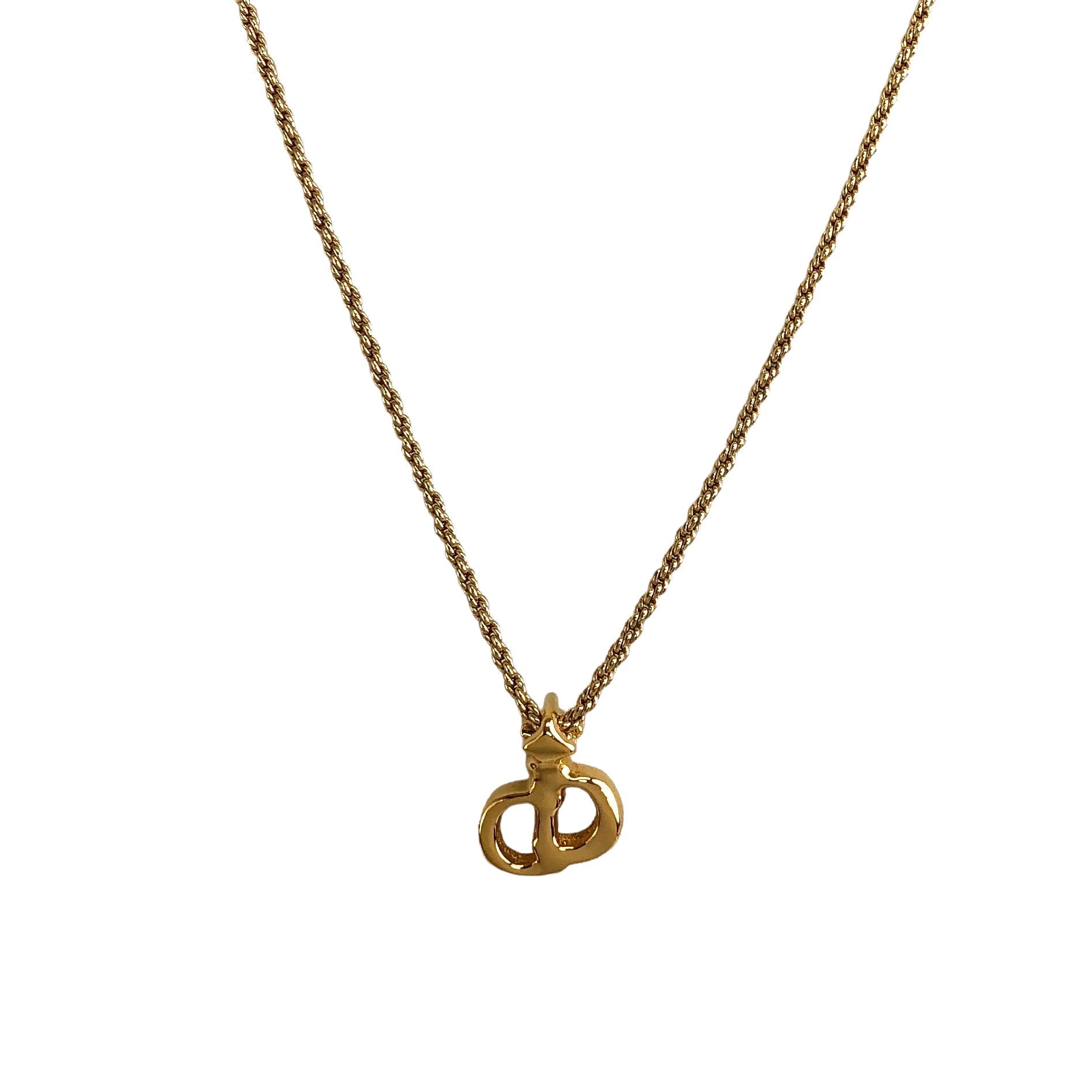 Christian D1OR CD Logo Stone Necklace Gold Vintage snnhc8