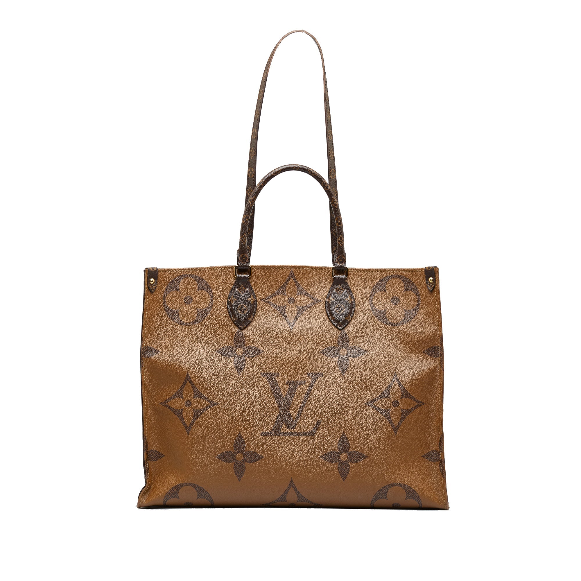 Brown LV Monogram Reverse OntheGo GM Satchel