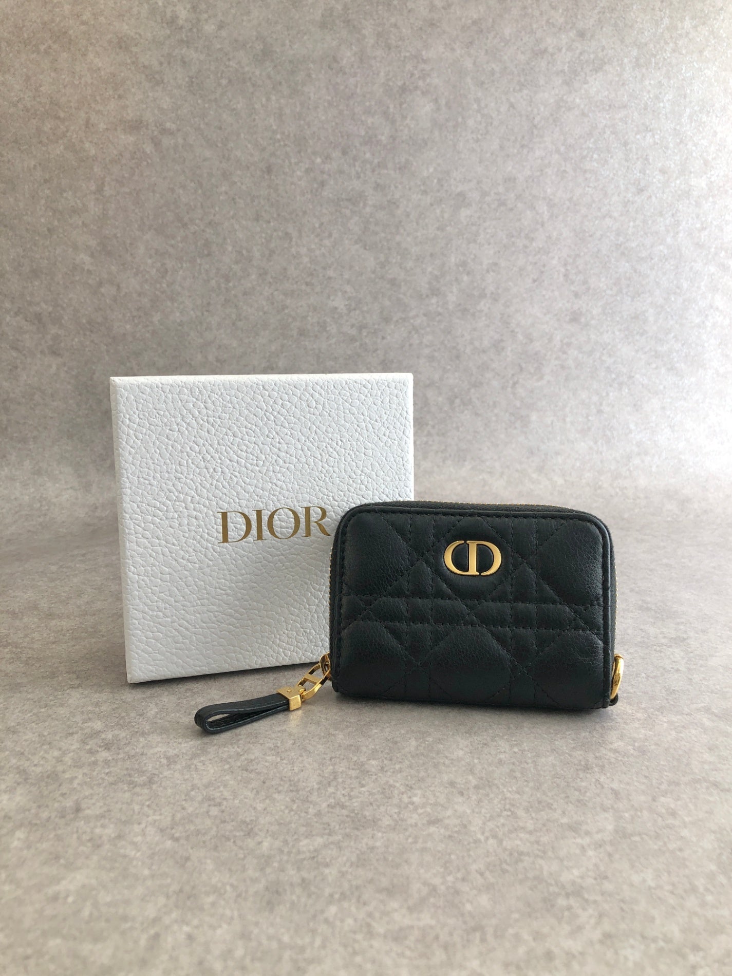 Christian D1OR CD Logo Coin Purse Black Vintage hhfipp