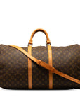 Brown LV Monogram Keepall Bandouliere 60 Travel Bag