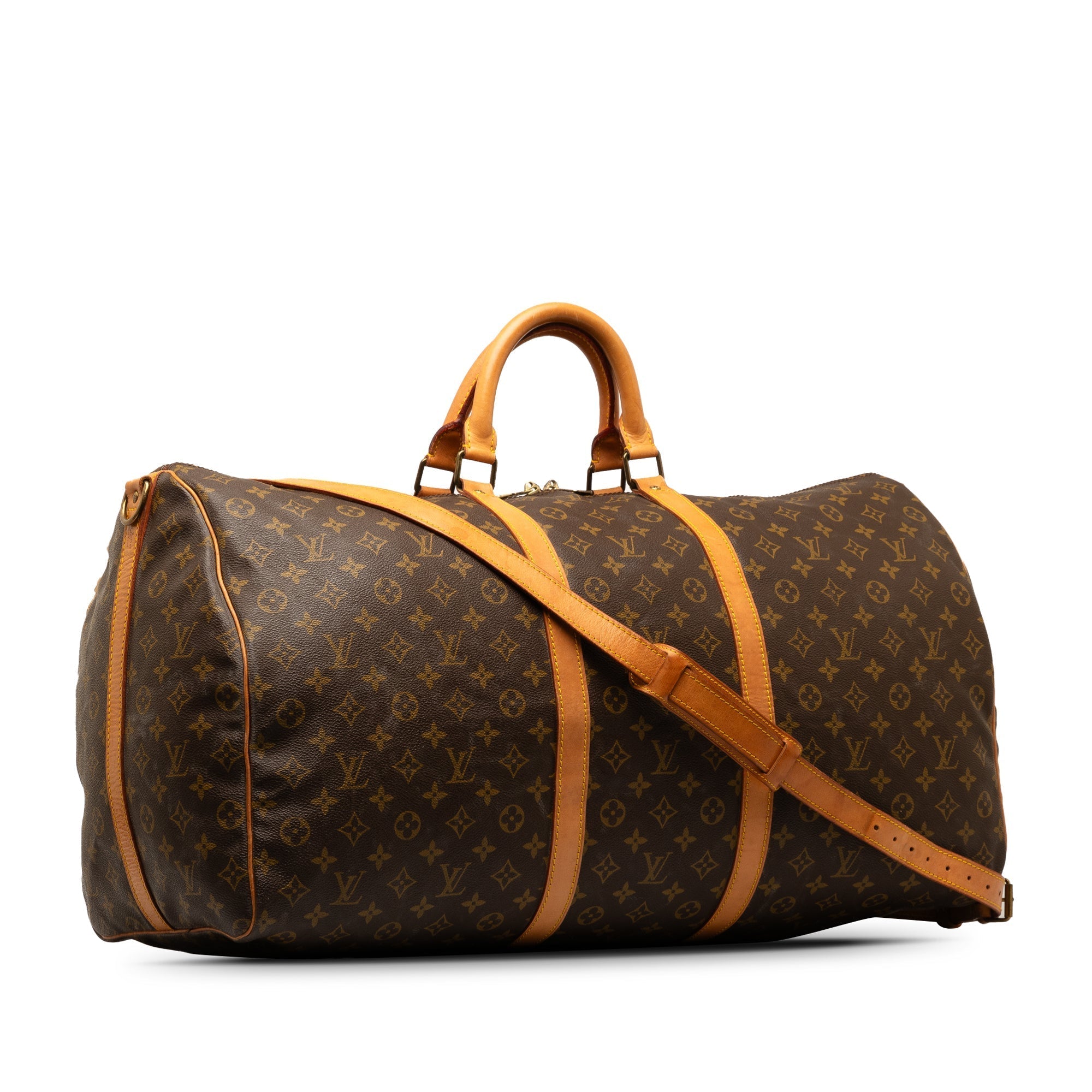 Brown LV Monogram Keepall Bandouliere 60 Travel Bag