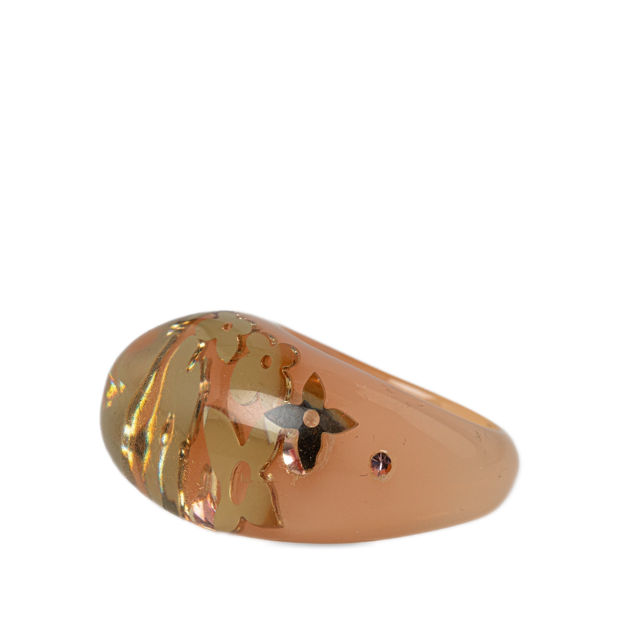 Brown LV Crystal Inclusion Resin Ring