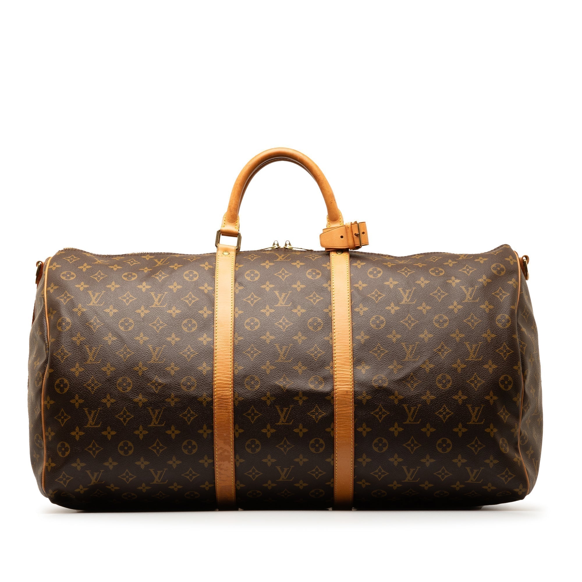 Brown LV Monogram Keepall Bandouliere 60 Travel Bag