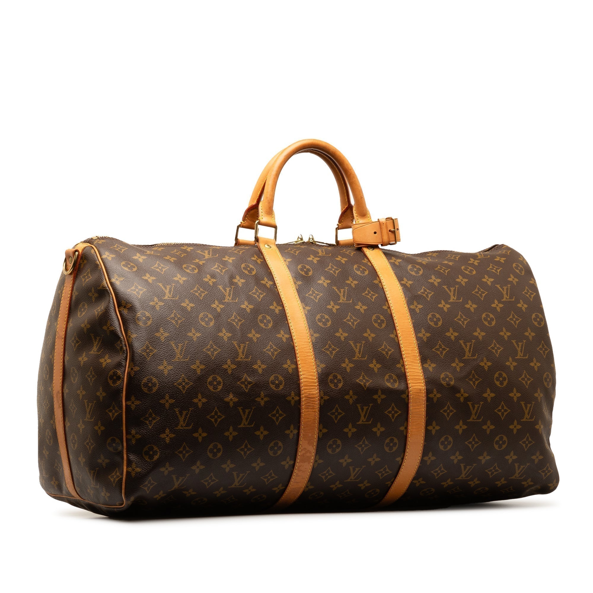 Brown LV Monogram Keepall Bandouliere 60 Travel Bag
