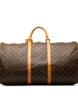 Brown LV Monogram Keepall Bandouliere 60 Travel Bag
