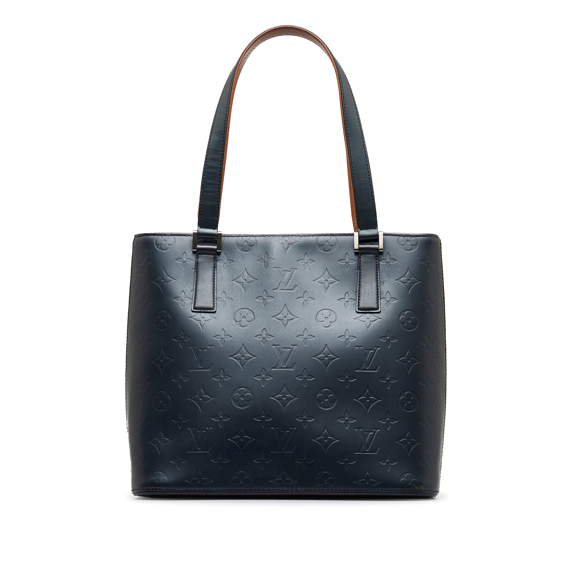 Blue LV Monogram Mat Stockton Tote Bag