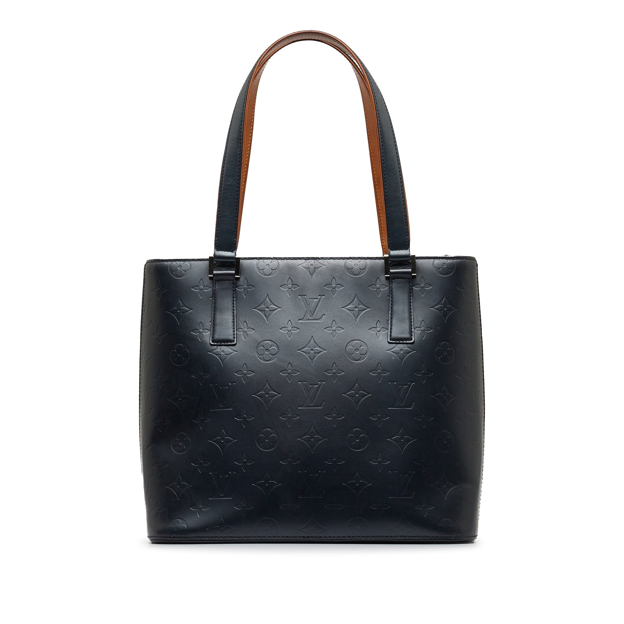 Blue LV Monogram Mat Stockton Tote Bag