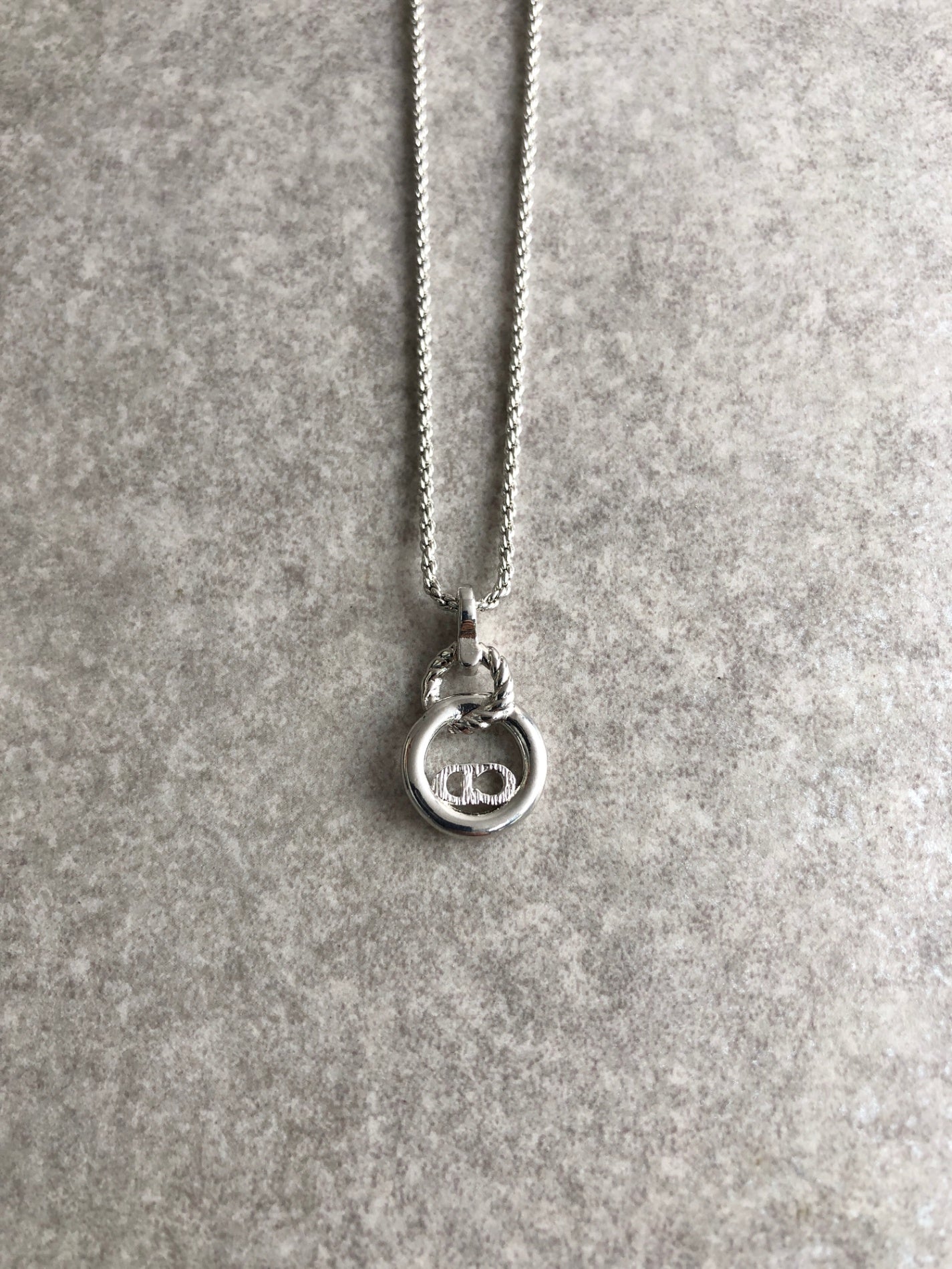 Christian D1OR CD Logo Motif Necklace Silver Vintage 2ar88r